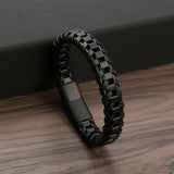 Braided Rope Leather Men Bracelet Stainless Steel Bangle for Charm Jewelry