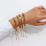 Cuban Chain Bracelet for Women Colorful Zirconia Bangles Stainless Steel Jewelry