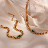 Cuban Chain Bracelet for Women Colorful Zirconia Bangles Stainless Steel Jewelry