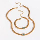 Cuban Chain Bracelet for Women Colorful Zirconia Bangles Stainless Steel Jewelry