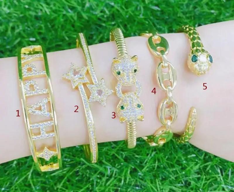 Leopard Head Charm Bracelet For Women Cubic Zirconia Snake Bangle