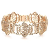 Rose Bracelet Bangle for Women - Cut Out Carved Flowers Vine Oval Wristband
