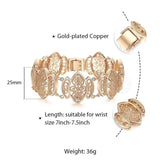 Rose Bracelet Bangle for Women - Cut Out Carved Flowers Vine Oval Wristband