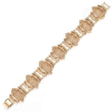 Rose Bracelet Bangle for Women - Cut Out Carved Flowers Vine Oval Wristband