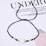 Shell Leaf Charms Bracelet Set Couples Girl Knit Adjustable Knot Seed Bead