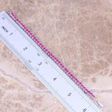 Red CZ Silver Plated Chain Bracelet 6.5 inch