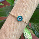 Dripping Ename Evil Eye Bracelet Adjustable Chain Cubic Zirconia Charm