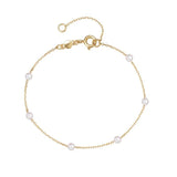 Tigrade 925 Silver Pearl Link Charm Bracelet Wedding Jewelry Bangle