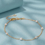Tigrade 925 Silver Pearl Link Charm Bracelet Wedding Jewelry Bangle
