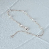 Tigrade 925 Silver Pearl Link Charm Bracelet Wedding Jewelry Bangle