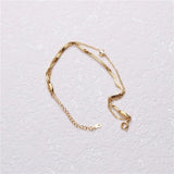 Double Layered Box Chain CZ Charm Bracelet