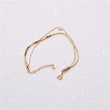 Double Layered Box Chain CZ Charm Bracelet
