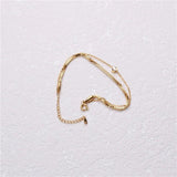Double Layered Box Chain CZ Charm Bracelet