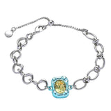 Silver Chain Glass Bracelet Bangle for Women