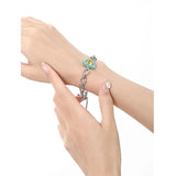Silver Chain Glass Bracelet Bangle for Women