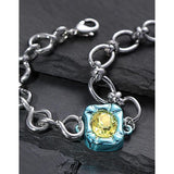 Silver Chain Glass Bracelet Bangle for Women