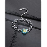 Silver Chain Glass Bracelet Bangle for Women