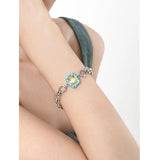 Silver Chain Glass Bracelet Bangle for Women