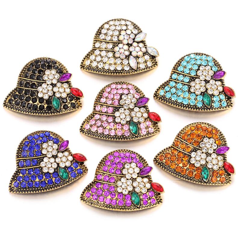 5pcs 18mm Rhinestone Flower Hat Snap Buttons