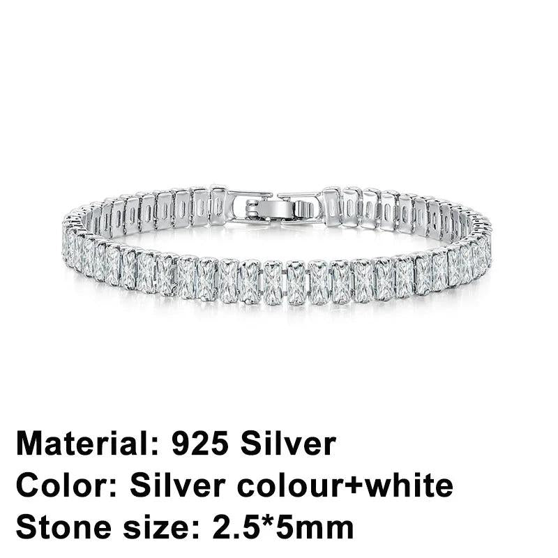 925 Silver CZ Square Rose Bracelet Engagement Wedding Jewelry Gift