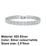 925 Silver CZ Square Rose Bracelet Engagement Wedding Jewelry Gift