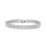 925 Silver CZ Square Rose Bracelet Engagement Wedding Jewelry Gift