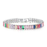 925 Silver CZ Square Rose Bracelet Engagement Wedding Jewelry Gift