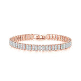 925 Silver CZ Square Rose Bracelet Engagement Wedding Jewelry Gift