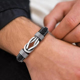 Infinity Knot Leather Bracelet for Men Linked Together Cuff Bracelet