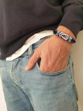Infinity Knot Leather Bracelet for Men Linked Together Cuff Bracelet