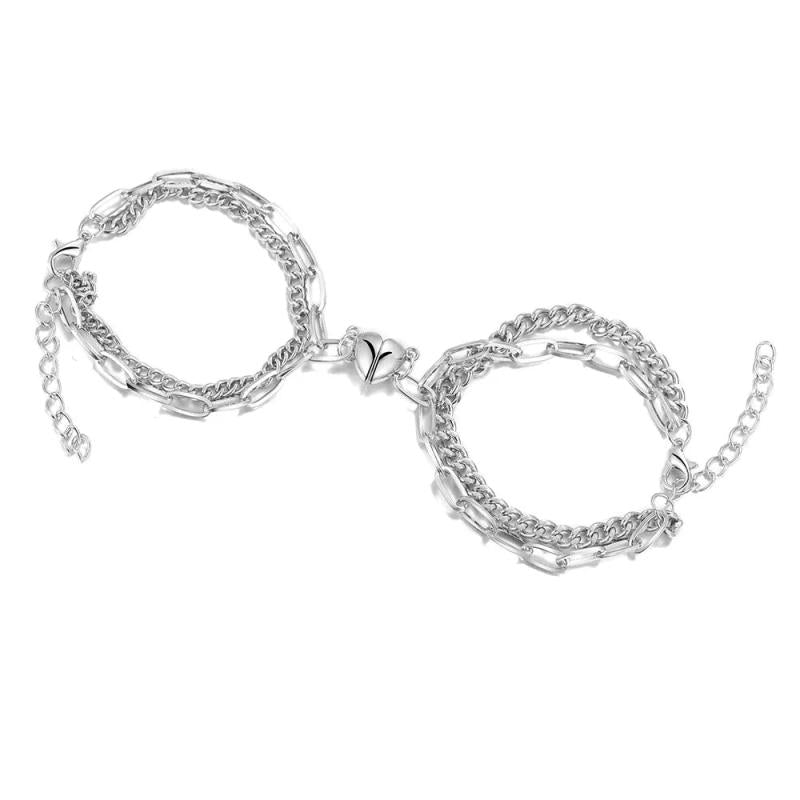 Heart-linked Bracelet for Couples Stainless Steel