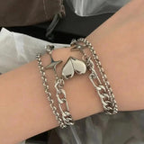 Heart-linked Bracelet for Couples Stainless Steel