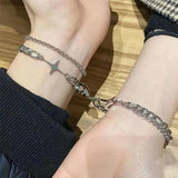 Heart-linked Bracelet for Couples Stainless Steel