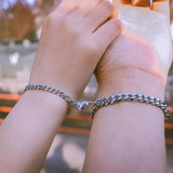 Heart-linked Bracelet for Couples Stainless Steel