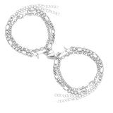 Heart-linked Bracelet for Couples Stainless Steel