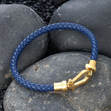 Stainless Steel Leather Bracelet Cuff Bangle Horseshoe Buckle Jewelry