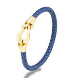Stainless Steel Leather Bracelet Cuff Bangle Horseshoe Buckle Jewelry
