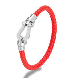 Stainless Steel Leather Bracelet Cuff Bangle Horseshoe Buckle Jewelry