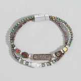 Double Layer Sequins Bracelet Boho Charm Crystal Beaded Bracelets