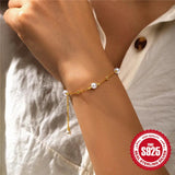 Streetwear Pearl Bracelets Silver Beads Chain Women's Charm Jewelry