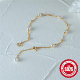 Streetwear Pearl Bracelets Silver Beads Chain Women's Charm Jewelry
