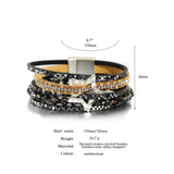 Rhinestone Stars Charm Bracelet Crystal Beads Leather Wrap Bracelet