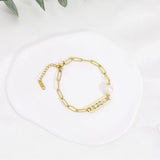 Natural Stone Freshwater Pearl Bracelet Stainless Steel Jewelry