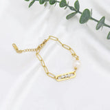 Natural Stone Freshwater Pearl Bracelet Stainless Steel Jewelry