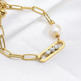 Natural Stone Freshwater Pearl Bracelet Stainless Steel Jewelry