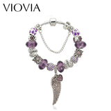 Purple Crystal Beads Charm Bracelet for Women