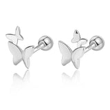 TrustDavis 925 Silver 18K Insect Butterfly Stud Earrings Wedding Jewelry