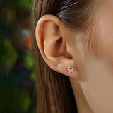 TrustDavis 925 Silver 18K Insect Butterfly Stud Earrings Wedding Jewelry