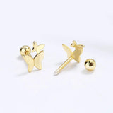 TrustDavis 925 Silver 18K Insect Butterfly Stud Earrings Wedding Jewelry