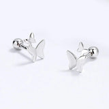 TrustDavis 925 Silver 18K Insect Butterfly Stud Earrings Wedding Jewelry